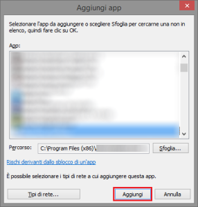 Impostare un eccezione al firewall di Windows 6