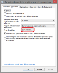 Modifica visualizzazione icone task tray windows