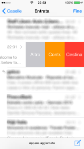 iOS Mail Eliminare mail con slide