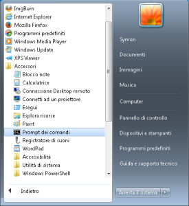 Prompt dei comandi Windows 7