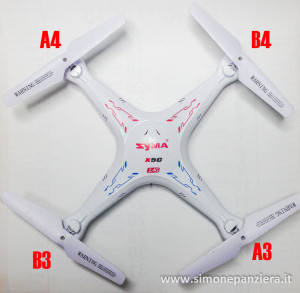 Syma X5C - Range Mod PCB on board 004 - Montaggio eliche corretto