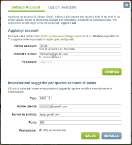 Configurare Gmail su libero 3